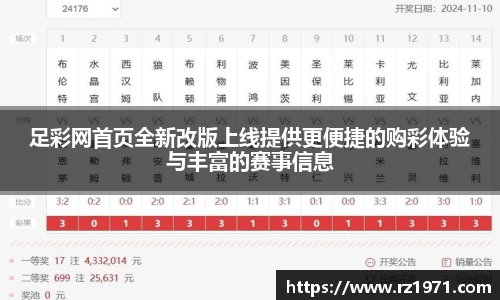 足彩网首页全新改版上线提供更便捷的购彩体验与丰富的赛事信息