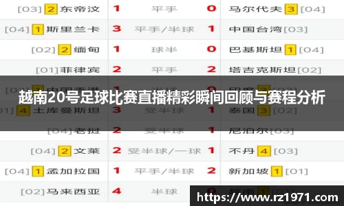 越南20号足球比赛直播精彩瞬间回顾与赛程分析